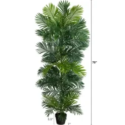 Trees & Topiaries-Kirkland's Home Uv-Safe Areca Palm Tree In Nursery Planter, 70 In.