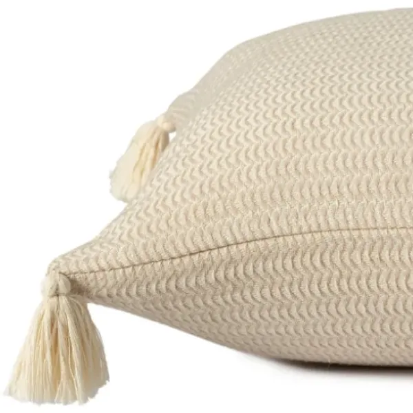 Pillows-Kirkland's Home Vanilla Trapeze Organic Cotton Throw Pillow Ivory