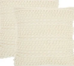 Pillows-Kirkland's Home Vanilla Woven Stripes Throw Pillows, Set Of 2 Ivory