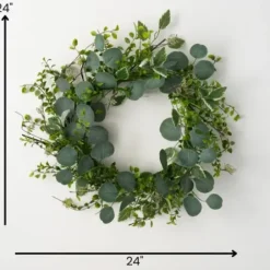 Wreaths-Kirkland's Home Variegated Mixed Leaf Wreath Green
