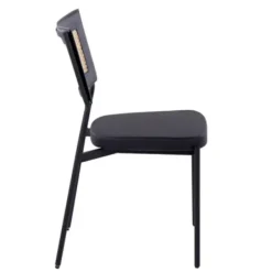 Dining Chairs-Kirkland's Home Vegan Leather And Rattan Dining Chairs, Set Of 2 Black/Tan