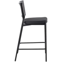 Bar Stools & Counter Height Stools-Kirkland's Home Vegan Leather And Rattan Counter Stools, Set Of 2 Black/Tan
