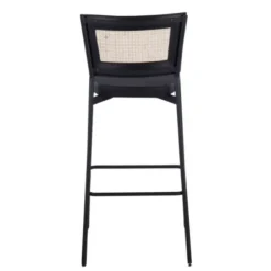Bar Stools & Counter Height Stools-Kirkland's Home Vegan Leather And Rattan Bar Stools, Set Of 2 Black/Tan