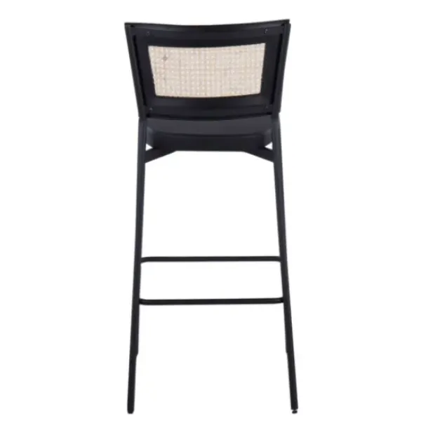 Bar Stools & Counter Height Stools-Kirkland's Home Vegan Leather And Rattan Bar Stools, Set Of 2 Black/Tan