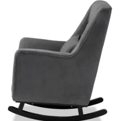 Accent Chairs-Kirkland's Home Velvet Biscuit Tufted Rocking Chair Gray
