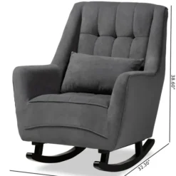 Accent Chairs-Kirkland's Home Velvet Biscuit Tufted Rocking Chair Gray