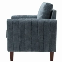 Accent Chairs-Kirkland's Home Velvet Channel Stitch Accent Chair Blue