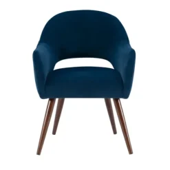 Dining Chairs-Kirkland's Home Velvet Curved Open Back Dining Chair Blue