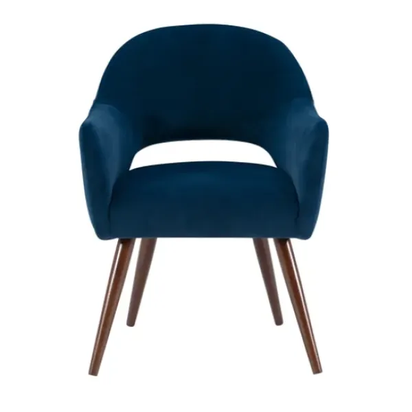 Dining Chairs-Kirkland's Home Velvet Curved Open Back Dining Chair Blue