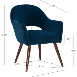 Dining Chairs-Kirkland's Home Velvet Curved Open Back Dining Chair Blue
