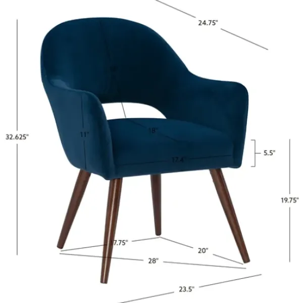Dining Chairs-Kirkland's Home Velvet Curved Open Back Dining Chair Blue