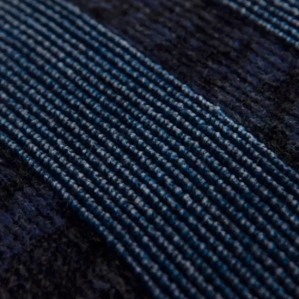 Pillows-Kirkland's Home Velvet Navy Monochrome Stripe Lumbar Pillow Blue
