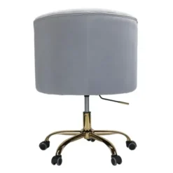 Office Furniture-Kirkland's Home Velvet Tufted Gold Leg Swivel Office Chair Gray