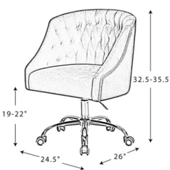 Office Furniture-Kirkland's Home Velvet Tufted Gold Leg Swivel Office Chair Gray