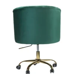 Office Furniture-Kirkland's Home Velvet Tufted Golden Leg Swivel Office Chair Green