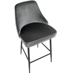 Bar Stools & Counter Height Stools-Kirkland's Home Velvet Upholstered Counter Stools, Set Of 2 Gray