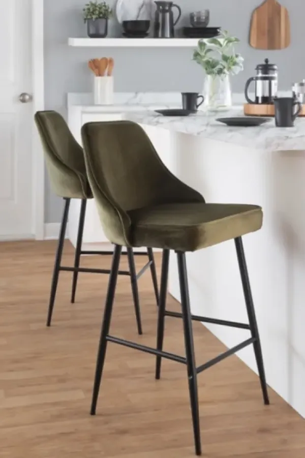 Bar Stools & Counter Height Stools-Kirkland's Home Velvet Upholstered Counter Stools, Set Of 2 Green