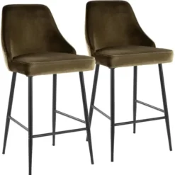 Bar Stools & Counter Height Stools-Kirkland's Home Velvet Upholstered Counter Stools, Set Of 2 Green