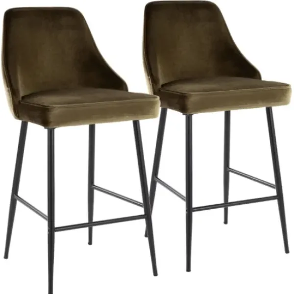 Bar Stools & Counter Height Stools-Kirkland's Home Velvet Upholstered Counter Stools, Set Of 2 Green