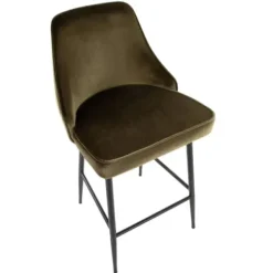 Bar Stools & Counter Height Stools-Kirkland's Home Velvet Upholstered Counter Stools, Set Of 2 Green