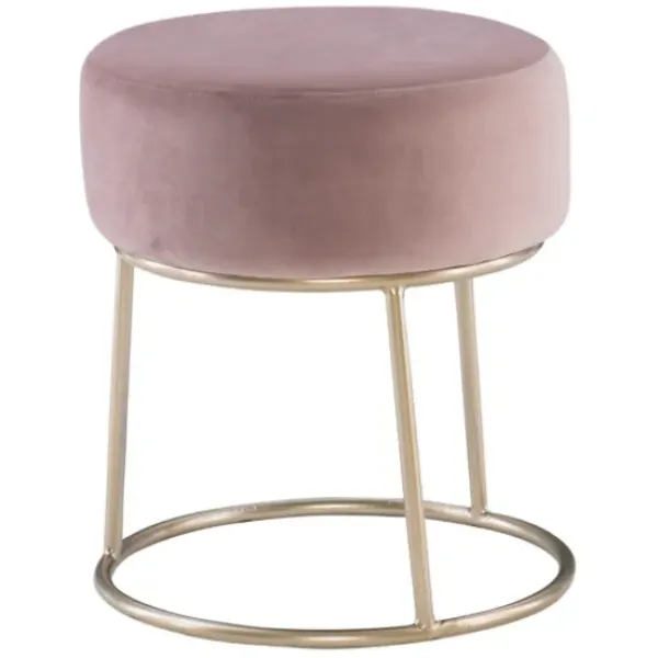 Benches & Ottomans-Kirkland's Home Velvet Upholstered Vanity Stool Pink