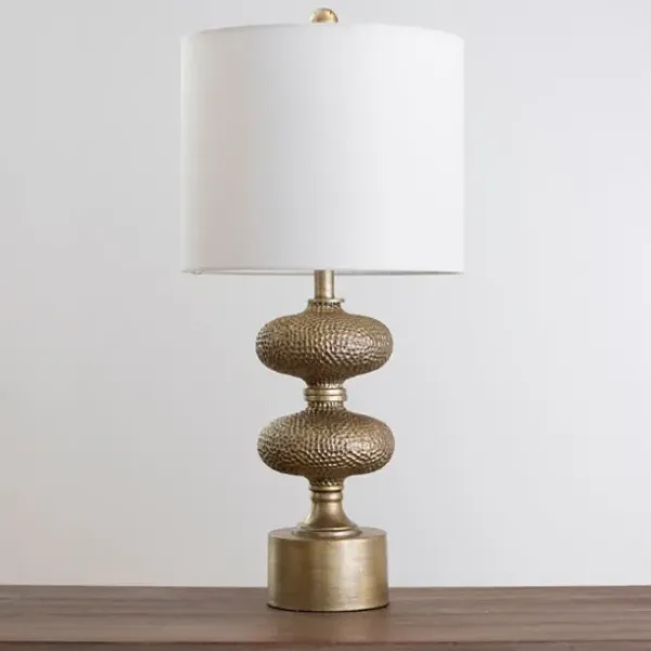 Table Lamps-Kirkland's Home Vintage Brass Textured Table Lamp White