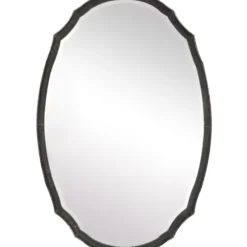 Decorative Mirrors-Kirkland's Home Vintage Charcoal Concaved Oval Mirror