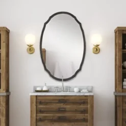 Decorative Mirrors-Kirkland's Home Vintage Charcoal Concaved Oval Mirror