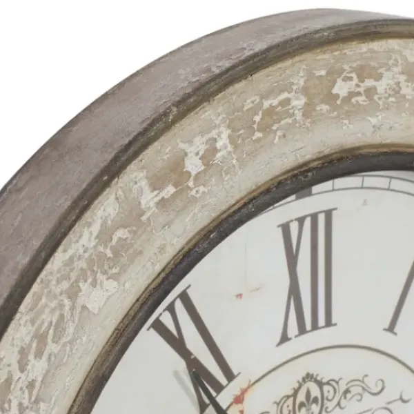 Clocks-Kirkland's Home Vintage Cream Rust Round Framed Wall Clock