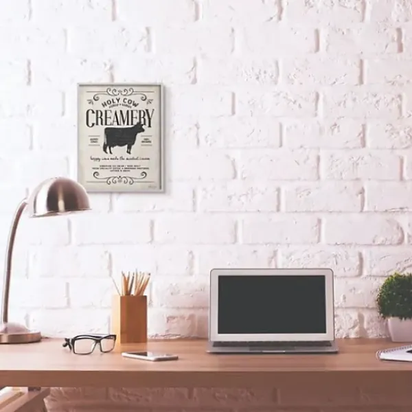 Wall Quotes & Signs-Kirkland's Home Vintage Creamery Cow Framed Wall Plaque Ivory