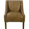 Accent Chairs-Kirkland's Home Vintage Faux Leather Swoop Accent Chair Brown