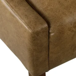 Accent Chairs-Kirkland's Home Vintage Faux Leather Swoop Accent Chair Brown