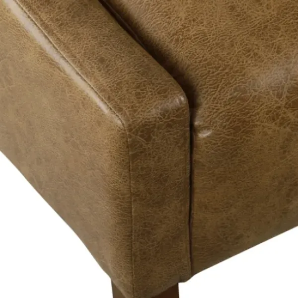 Accent Chairs-Kirkland's Home Vintage Faux Leather Swoop Accent Chair Brown
