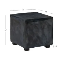 Benches & Ottomans-Kirkland's Home Vintage Finish Leather Cube Ottoman Gray