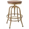 Bar Stools & Counter Height Stools-Kirkland's Home Vintage Gold Circled Arch Base Counter Stool Brown/Gold