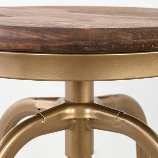 Bar Stools & Counter Height Stools-Kirkland's Home Vintage Gold Circled Arch Base Counter Stool Brown/Gold