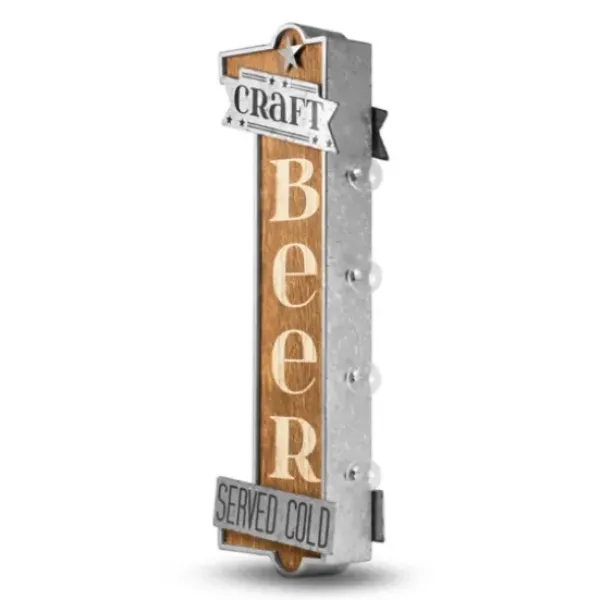 Wall Quotes & Signs-Kirkland's Home Vintage Led Metal Craft Beer Bar Marquee Plaque Brown/Silver