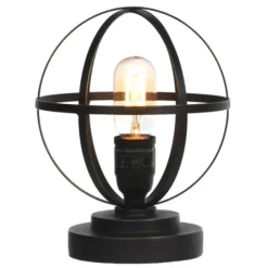 Table Lamps-Kirkland's Home Vintage Metal Sphere Lamp Black