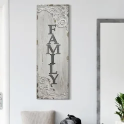 Wall Quotes & Signs-Kirkland's Home Vintage Painted Wood Family Sign Gray