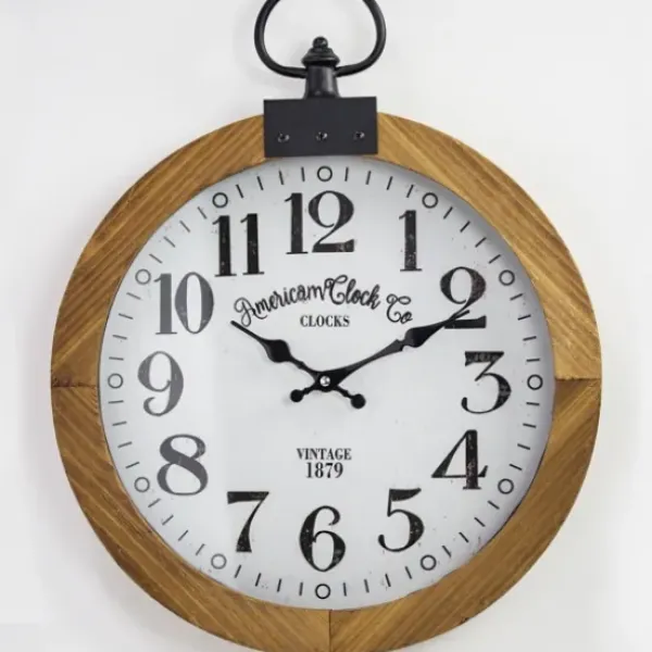 Clocks-Kirkland's Home Vintage Pocket Watch Wooden Wall Clock