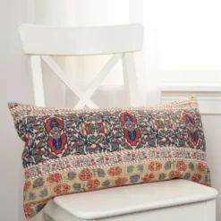 Pillows-Kirkland's Home Vintage Prints Cotton Lumbar Pillow Multi