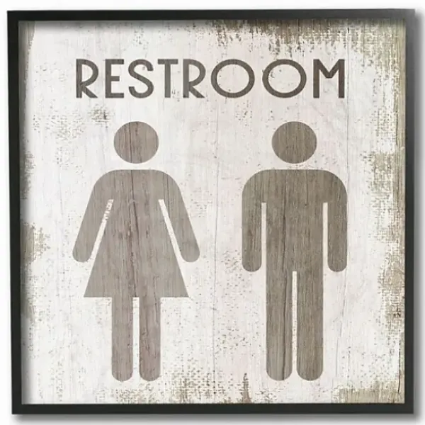 Wall Quotes & Signs-Kirkland's Home Vintage Restroom Sign Framed Wall Plaque Brown