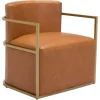 Accent Chairs-Kirkland's Home Vinyl And Gold Frame Accent Chair Brown