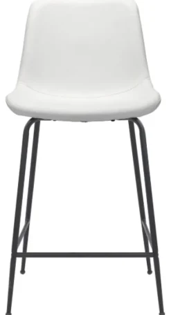 Bar Stools & Counter Height Stools-Kirkland's Home Vinyl And Steel Counter Stool White