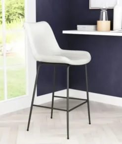 Bar Stools & Counter Height Stools-Kirkland's Home Vinyl And Steel Counter Stool White