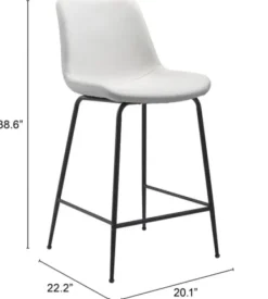 Bar Stools & Counter Height Stools-Kirkland's Home Vinyl And Steel Counter Stool White
