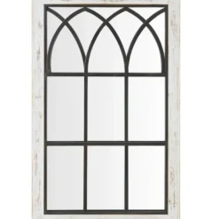 Decorative Mirrors-Kirkland's Home Vista Arched Windowpane Mirror, 24X37.5 In. Ivory