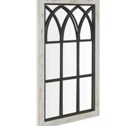 Decorative Mirrors-Kirkland's Home Vista Arched Windowpane Mirror, 24X37.5 In. Ivory