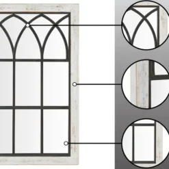 Decorative Mirrors-Kirkland's Home Vista Arched Windowpane Mirror, 24X37.5 In. Ivory