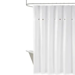 Shower Curtains-Kirkland's Home Waffle Cotton Blend Shower Curtain Ivory
